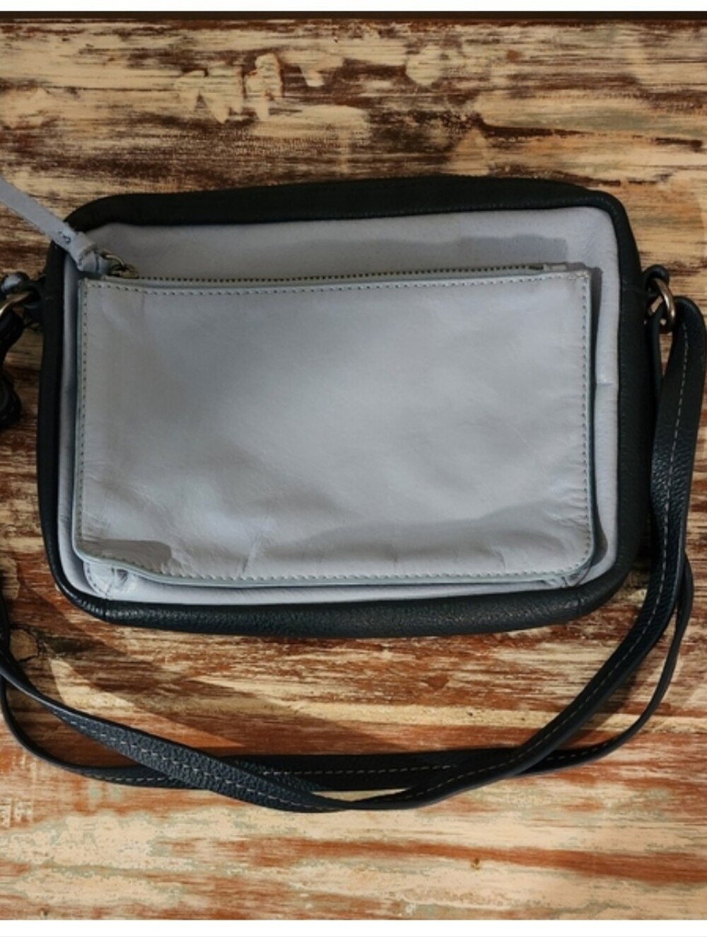 The Sak Reyes Blue Leather Crossbody Bag | Two-Tone | Lightweight